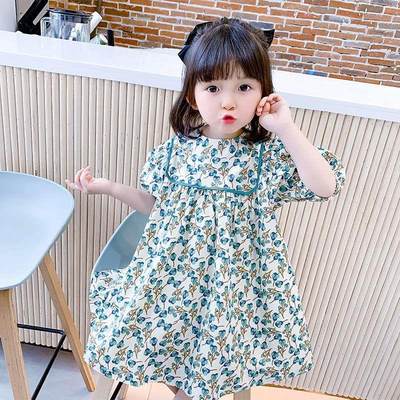 Children's Summer Stylish Skirt Girl's Floral Print Cotton D