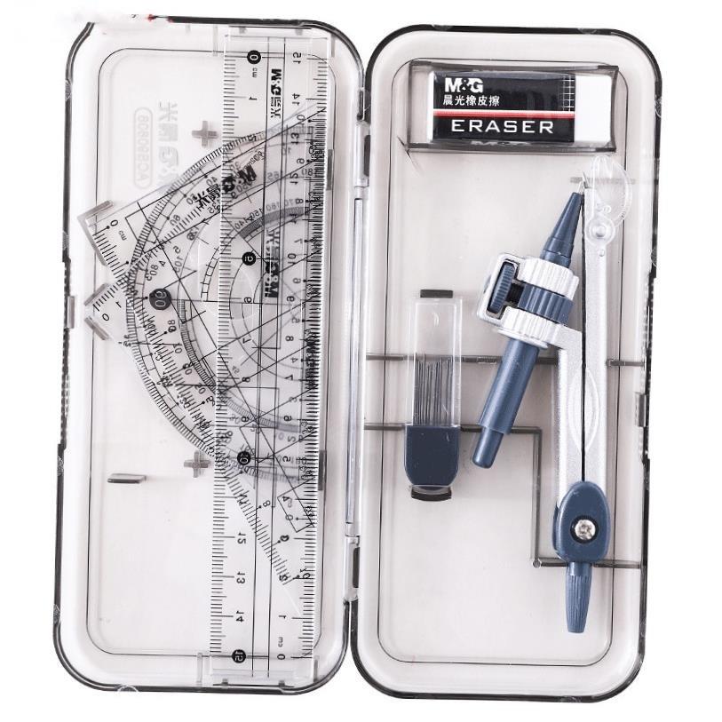 8 Pcs/Set Compass Ruler Set Protractor Drawing Triangle Eras 文具电教/文化用品/商务用品 各类尺/三角板 原图主图