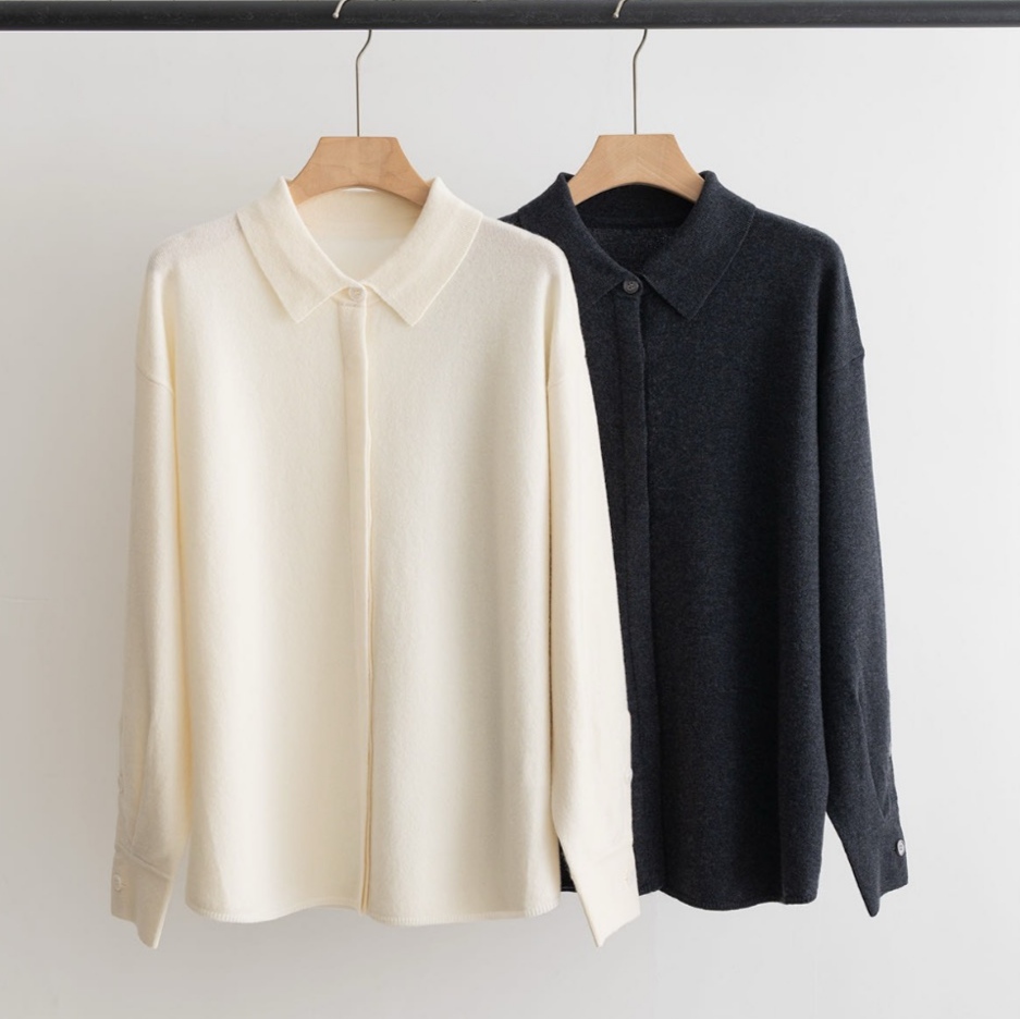 秋冬新款女时尚百搭羊毛羊绒混纺拼丝毛针织上衣女翻领毛衣套头衫