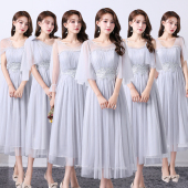 合唱演出礼服裙 显瘦仙气质姐妹团中长款 伴娘服2025新款 香槟色修身