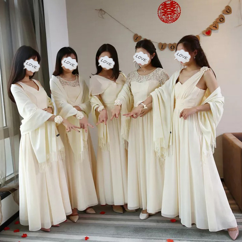 香槟色伴娘披肩新娘婚礼小外套礼服年会外搭姐妹团围巾女秋冬加厚