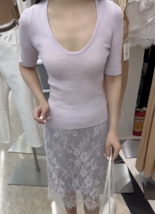 2026夏季新款通勤OL气质修身显瘦U领上衣莱赛尔亚麻短袖女针织衫