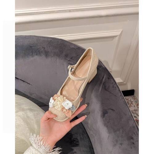 高跟鞋2025夏季新款超软复古花朵公主法式中式裙子气质玛丽单鞋