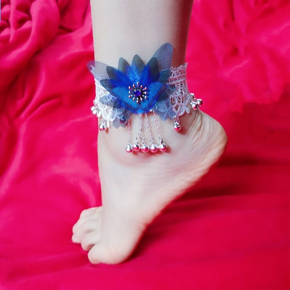 森系唯美蝴蝶铃铛脚戴舞蹈度假拍照配饰脚链文艺范古典式脚脖脚链