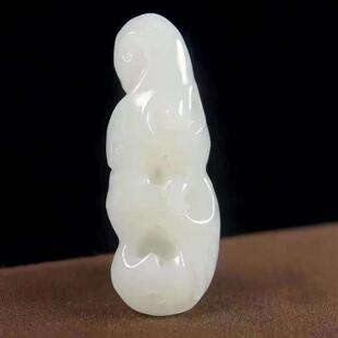 玉器工艺品天然新疆和田玉白玉太湖石吊坠天然玉石挂件男女款批发