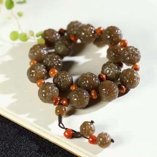 玉器工艺品天然新疆和田玉且末糖料老料满红糖醒狮手持男款手链