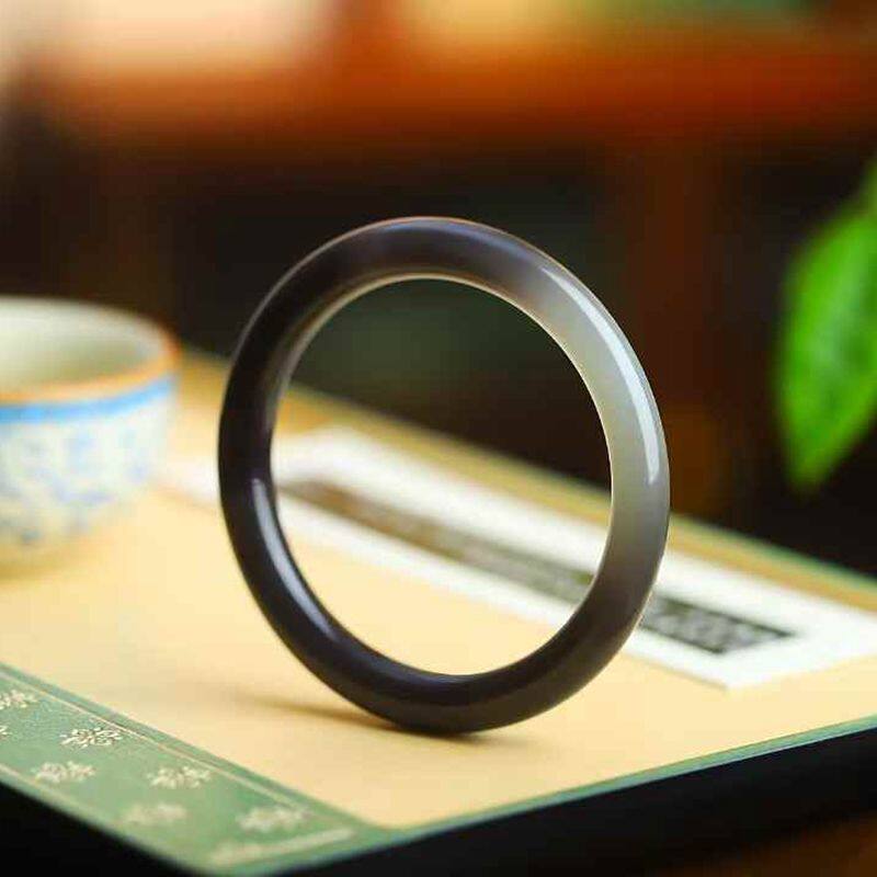 玉器工艺品天然新疆和田玉青海料老料俏紫色圆条镯女款手镯送证书