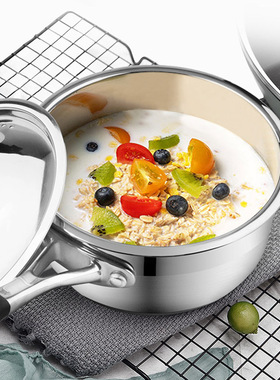 顺发厨霸中锅单柄20cm汤锅电磁炉无涂层复底304不锈钢