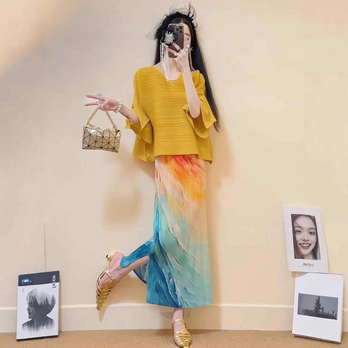 三宅风套装女褶皱清纯系夏日穿搭巨好看小个子2025夏季爆款两件套