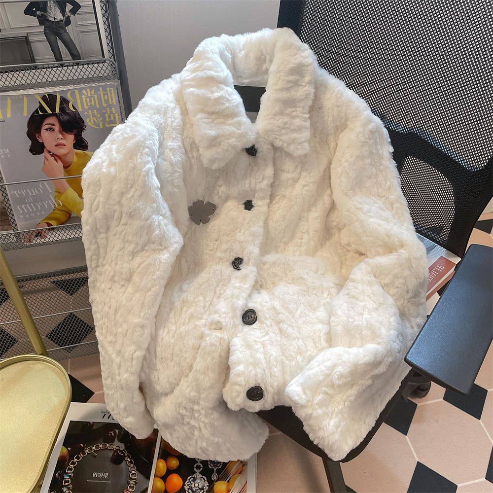 冬季新款仿皮草外套女宽