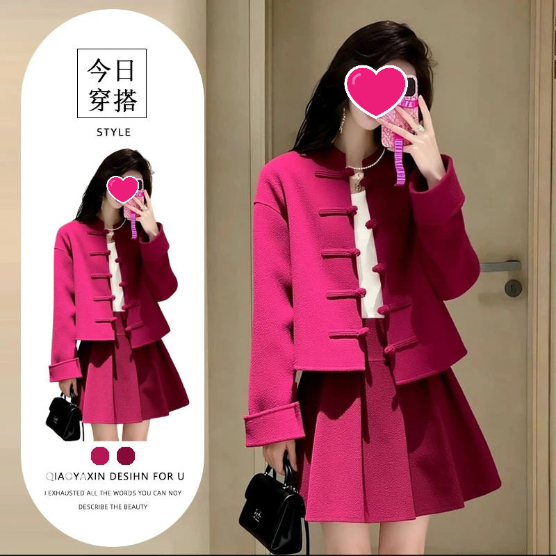 小个子春秋国风时尚套装女优雅精致外套半身裙2026超火穿搭两件套