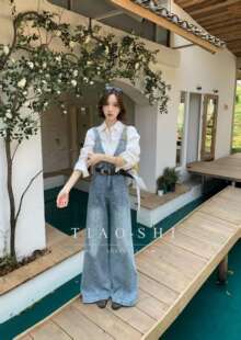 欧货时尚 女装 百搭款 牛仔背带长裤 浅蓝色气质款 欧洲站2026早春新款