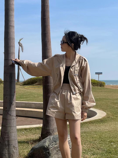 CIVICERA超好看休闲运动套装女小个子设计感小众短外套短裤两件套