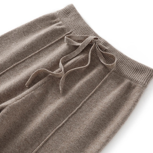 女宽松外穿高弹直筒拖地羊毛裤 100%羊绒针织阔腿裤 子 工厂直销