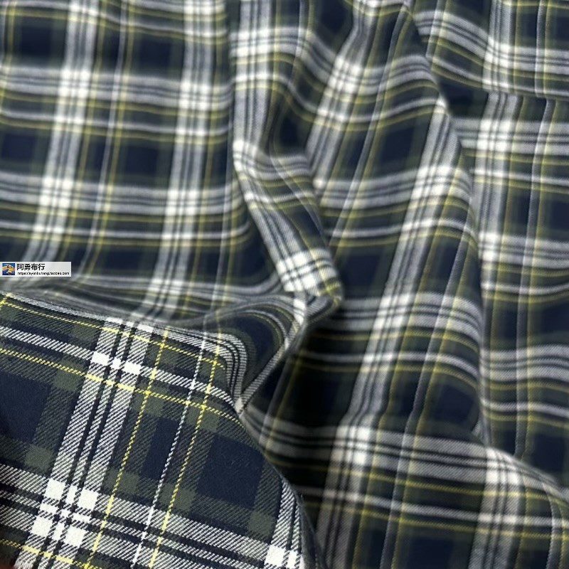 全棉磨毛格子衬衫裙装透气布面料