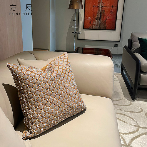 fancy轻奢灰黄咖色抱枕沙发靠垫