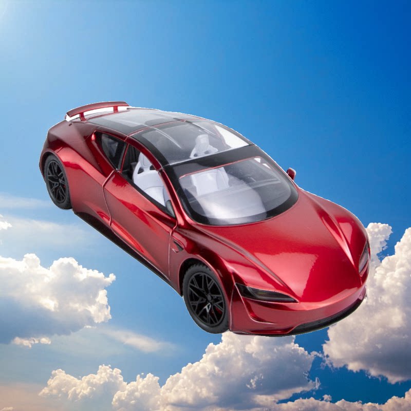 仿真1比24敞篷特斯拉roadster合金太空跑车模型摆件玩具车模铁车