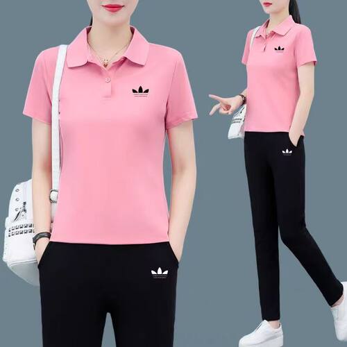 冰丝运动套装女2026夏季新款时尚妈妈装速干POLO领短袖休闲两件套