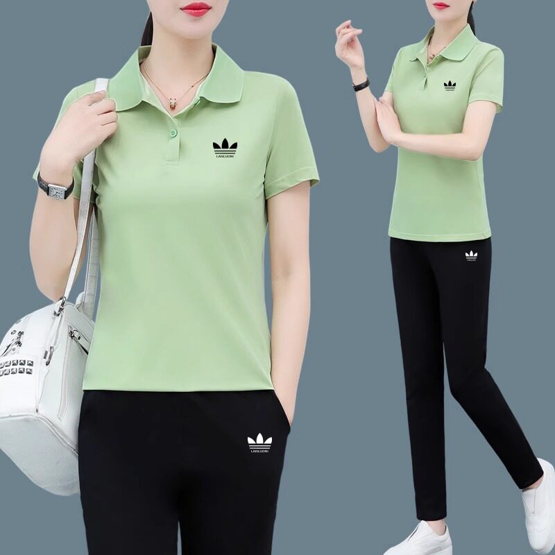 官方正品运动套装女夏2026新款女士POLO领短袖冰丝休闲套装两件套