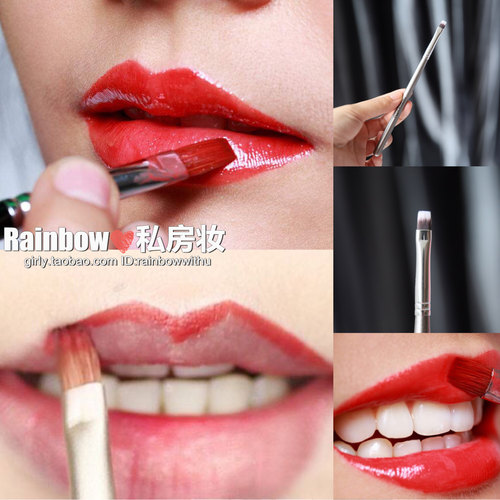 钱小姐。平头唇刷勾勒填充唇线刷