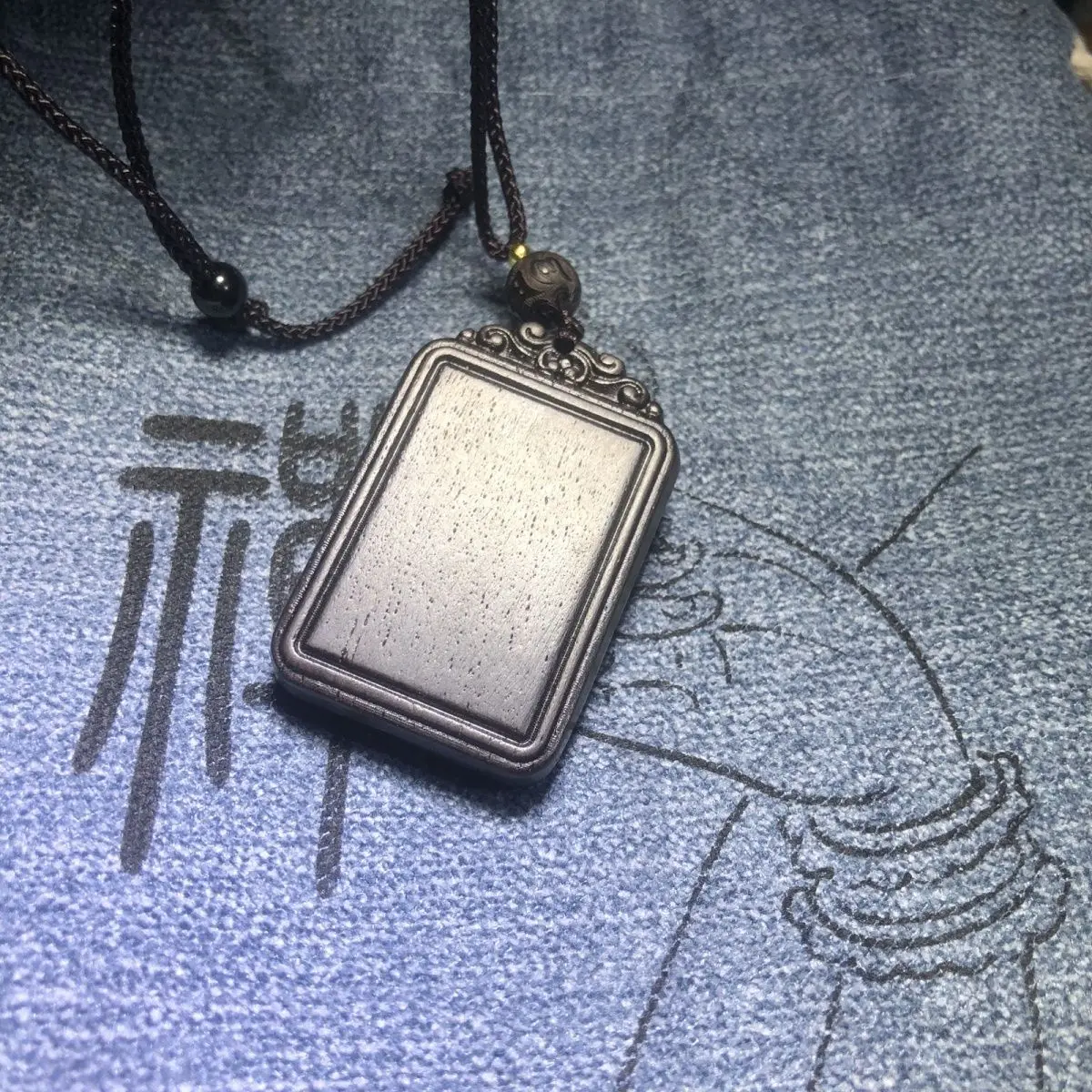 精品黑檀木吊坠无事牌天然木质文根雕