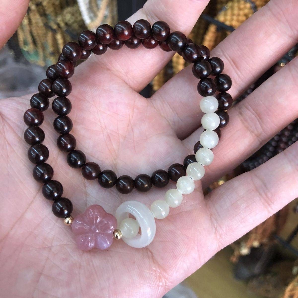 精品须尽欢小叶紫檀国风手串女士款6mm手链文玩佛珠礼品