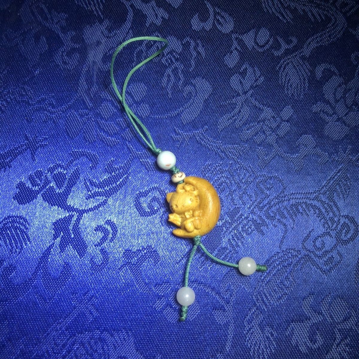 精品檀木精致雕刻月亮猫木雕挂件手机链文玩男女包包钥匙扣礼品