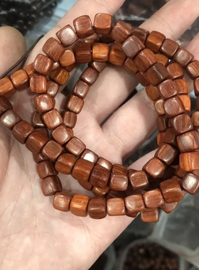 精品非洲紫檀木方块珠文玩108颗佛珠念珠男女款木珠礼品工艺
