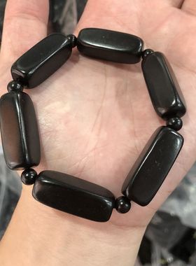 紫光方块黑檀手串黑檀木民族男女复古文玩手链佛珠文艺饰品单圈