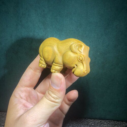 精品绿檀木木作木雕小动物河马手把件把玩小礼品挂件文玩手工打磨