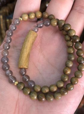 绿檀木半镯素圈女士款6mm双圈手链手串佛珠木制品小礼品