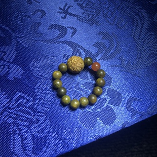 精品绿檀木戒圈套环佛珠天然mm素圈念珠圈男女戒指文玩六字真言