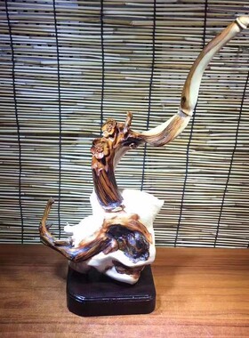 太行崖柏纯手工雕刻妙笔生花摆件一物一拍490号收藏品