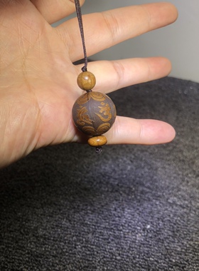 精品六道木木作精雕刻六字真言20mm单珠小挂件手机链包包挂礼品