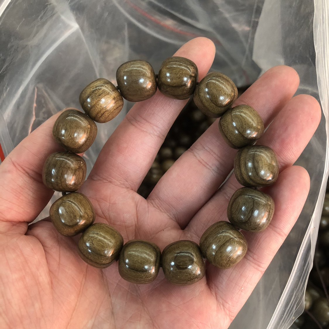 精品阴沉木乌木金丝楠绿料老型珠单圈手串佛珠手链文玩男士款