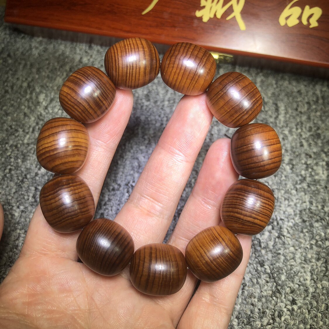 精品太行崖柏木陈化红油料虎皮纹20mm单圈佛珠手串枣珠男款文玩