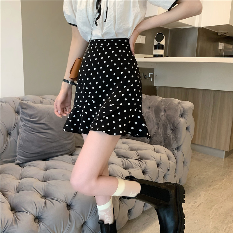 Real auction real price wave point fishtail skirt half length skirt women's irregular Ruffle high waist A-line short skirt hip skirt