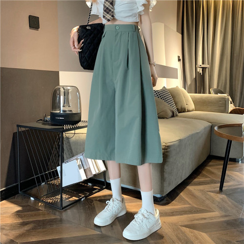 Actual shot and real price 2023 new summer three-quarter casual pants for women, medium-length, loose and slimming wide-leg pants