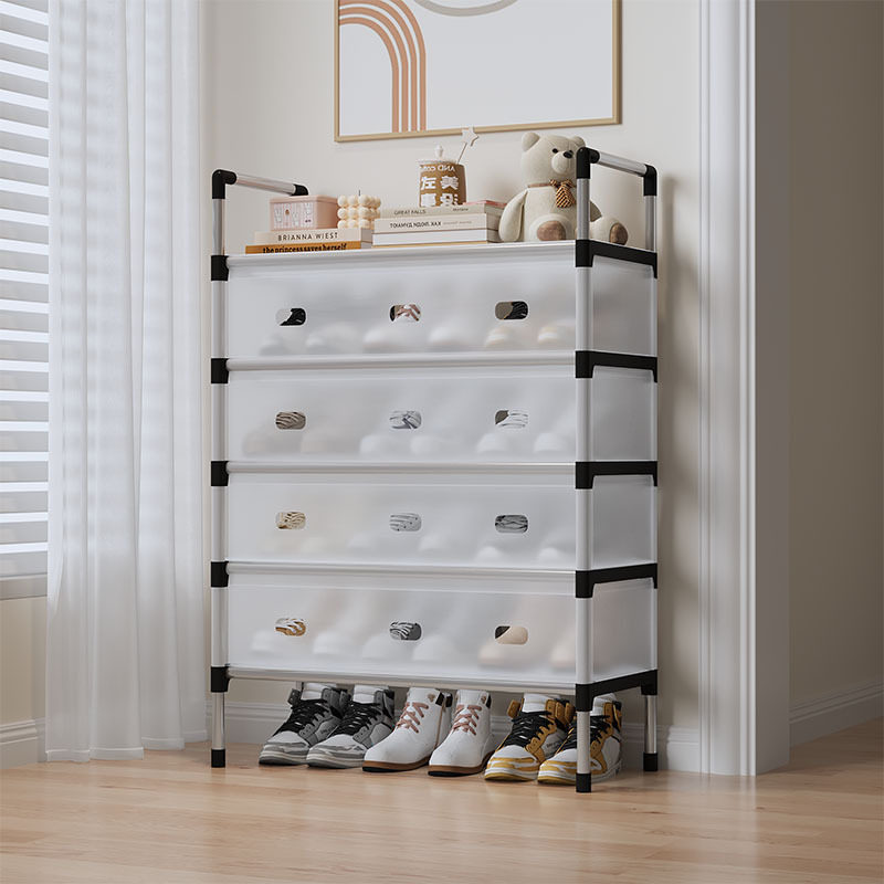 家用门口防尘收纳鞋柜入门鞋架子多层简易防尘鞋架塑料防潮防水架