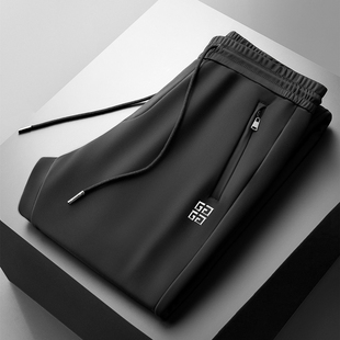 冬季黑蓝灰色系带松紧腰休闲运动裤直筒宽松加绒男裤男款裤子防风