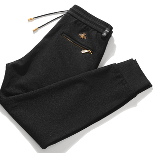 男士 小脚裤 弹力束脚裤 修身 子厚 秋季 潮流缩口收脚裤 暗纹收口运动裤