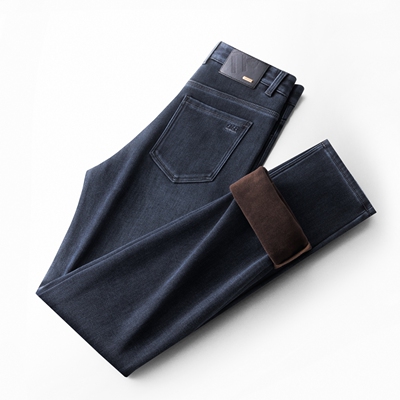 加绒加厚牛仔裤长裤直筒