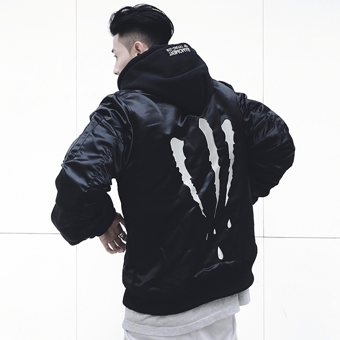 SuaMoment棉服抓痕潮牌连帽外套