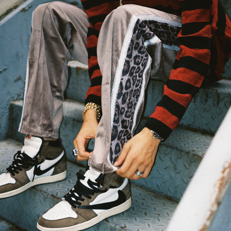 MAISONEMERALD休闲裤豹纹拼接