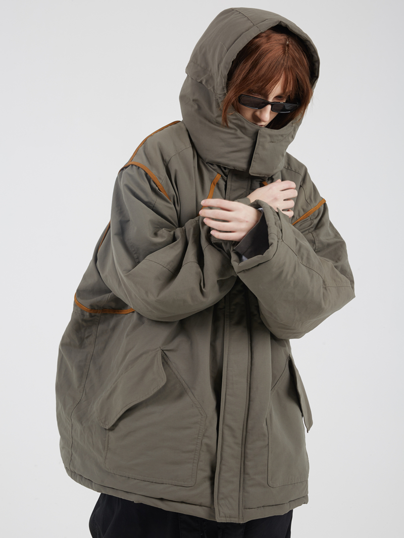 复古休闲中长款保暖羽绒棉服外套