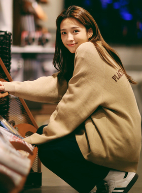 PSO Brand 休闲复古潮牌情侣针织衫外套春秋百搭宽松日系开衫毛衣