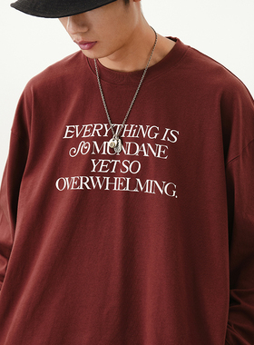 HavenYard日系简约印花宽松圆领插袋长袖男女情侣休闲百搭卫衣