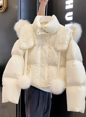 FL232332今年流行外套韩系穿搭时尚气质超好看短款白色好看棉服冬