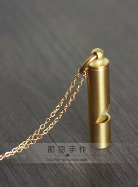 黄铜短哨子项链/纯铜口哨礼物