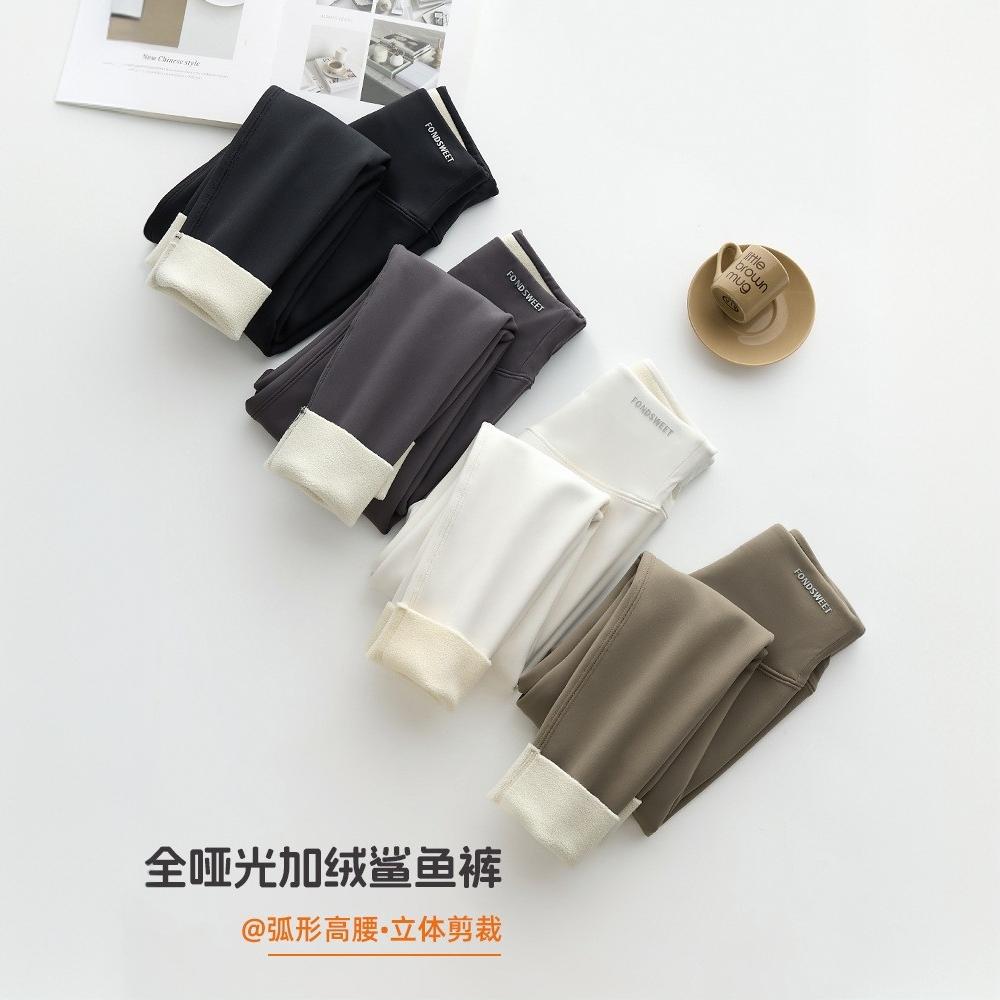 女童白色打底裤加绒加厚九分裤